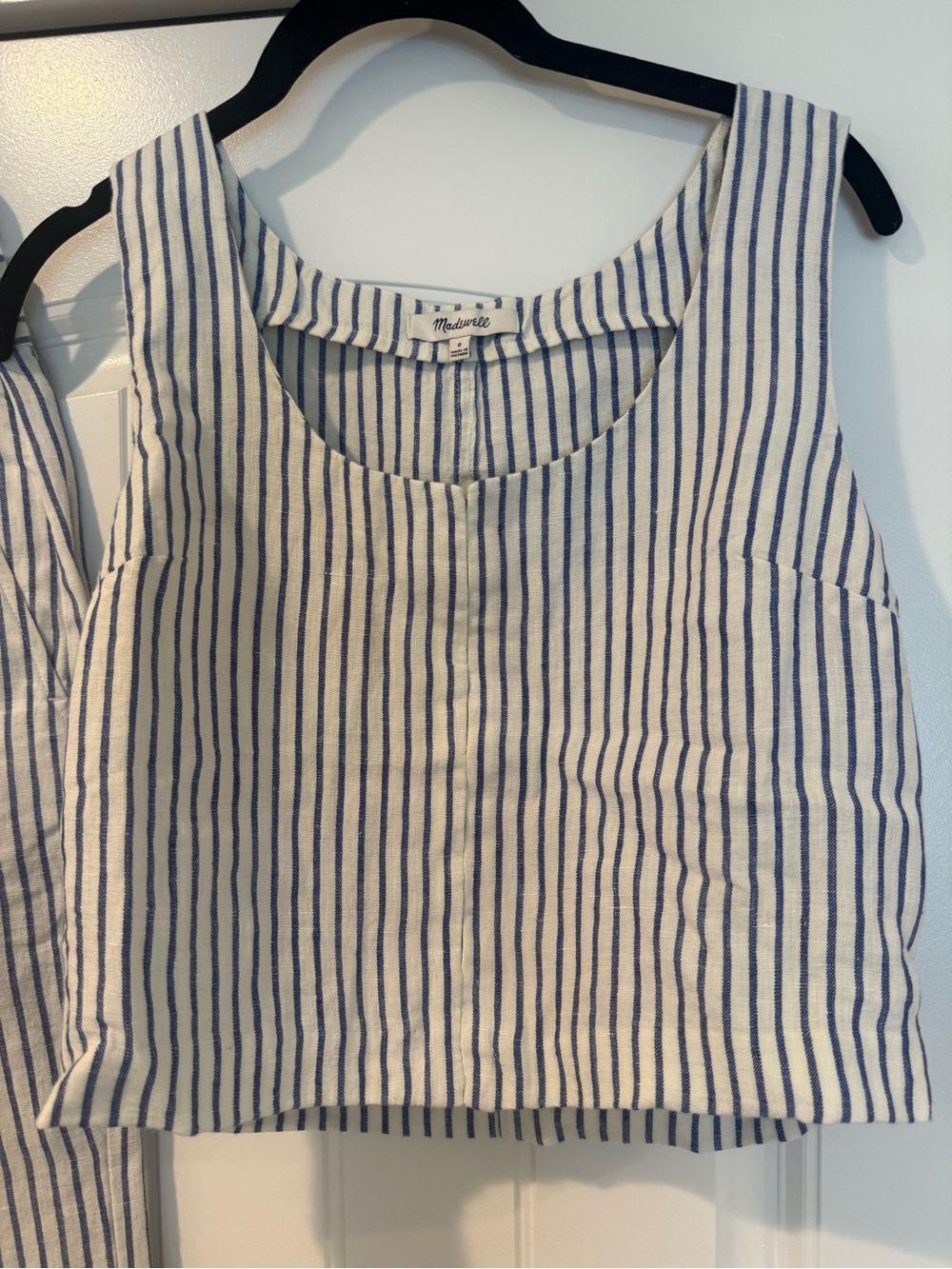 Madewell The Harlow Linen Blue & White Tank & Wide Leg Pants - Picture 2 of 10